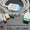 GE Marquette 11pin ECG Cable and Leadwires with 5 Leads, IEC, Grabber
