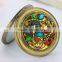 Cosmetic mirror decorated with dragonfly shape turquoise & diamate