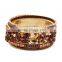 Handmade Width Braided With Stone Chips Cuff Bangle Women Natural Stone Wrist Bracelets