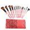 15pcs Makeup Brush Tools Cosmetic Brush Set Eyebrow Comb with Roll up Snake Pattern Bag