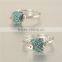 Italian 925 Silver Engraved Fish New Design Rings Jewelry With Blue Zircon