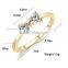 Wholesale fashion jewelry real gold plated clear crystal bowknot rings