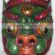 Foo Dog Mask: wood Nepal Tibet Tibetan Buddha Buddhist lion green blue temple