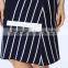 2016 New Arrival White & Black Stripe Knited Crop and Skirt Co-ord Set