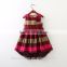 Kids clothing colorful girl party dress shiny satin appliqued printing dress