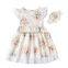 New Arrival Wholesale Baby Toddler Boutique Clothing Beautiful Girl Flower Dress With Headband