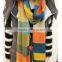 High quality colorful stripe long 180cn wool women autumn and winter wear rainbow knit scarf fashion