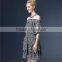 Latest high fashion printed women ruffle raglan dress cap sleeve ruffle dress