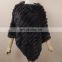 Rabbit fur weaven shawl high quality hand made genuine fur cloak fashion