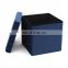 Customized Factory Wholesale  Home Furniture  Blue Velvet Cube Foldable Storage Ottoman Chair Footrest