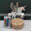 Unicorn 3D Lamp Led Night Lamp Round Wood Base 16 Color with Remote
