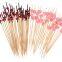 Decoration Fruit Eco-friendly Heart Shape Bamboo Picks Party Cocktail Bead Sticks