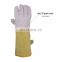 HANDLANDY Split Pigskin Leather Heat Resistant Fireplace Gloves Kitchen Oven Glove BBQ Gloves with cotton lining