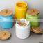 custom eco friendly decorative kitchen handmade ceramic sealed pot canister with bamboo lid