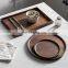 rustic style eco-friendly octagon round shape acacia walnut wood serving tray 30x20x3cm