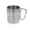 10 Oz Double Walled Stainless Steel Tea and Coffee Camping Cup with Handle and Lid