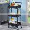 Amazon Hot Selling Kitchen Cart Hotel Foldable Three Layers ABS Storage Trolley With Wheels