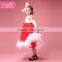 Dancing Stylish Baby Girls Casual Long Feather Red Dress for Party Wholesale