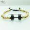 Viya Latest Stainless Steel Dumbbell Bracelet Fashion Handmade Men Bead Bangle