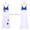 2016 Fashion White And Blue Rayon Dress For Summer Woman