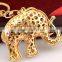 Cute Gold Hollow Elephant Keychain Charm Pendent Crystal Purse Bag Key Chain
