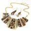 InStock Wholesale 2015 New Hot Sale Individuality Leopard Aolly Chain Crystal Statement Necklace