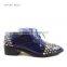 Wholesale shiny pu blue color hot fix rhinestone women fashion casual shoes