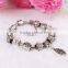 2015 Europen fashion engravable jewelry silver plated leaf charm alloy bracelet