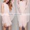 OEM Europ Girls Romantic Pink Fashion Cold Shoulder Double Layer Ruffle Jumpsuits
