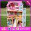 2016 new design beautiful kids wooden big doll house W06A160