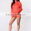 Export Clothes 100% Polyester Ribbed Hemline Sporty Stripe Sleeves Zip Up Sports Jacket With Shorts Suits