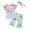 Autumn 2016 Three-piece Children's Clothing Letters Printed T-shirt + Pants + Headbands
