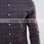 Latest Design Long Sleeve Grandad Collar Mens 98% Cotton 3% Elastane Soft Satin Skinny Casual Check Print Fashion Slim Shirts