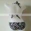 Fahion Hi-quality Sex Black&white Print Swim Bra&bottom