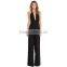 Sexy backless deep V collar slim waisted wide leg hanging neck custom made jumpsuit