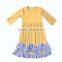 2016 hot sale new design 3/4sleeve knit cotton ruffle latest dress designs for kids