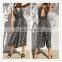 Vintage-inspired Black Long Jumpsuit Ladies Open Back Striped Jumpsuit (17052801)