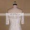 Honorable Off Shoulder 1/2 Sleeve Long Train A-line Lace Wedding Dress