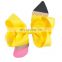 free 4.5" Back to School Solid Hair Bows for Girls Pencil Print Ribbons Barrettes Hair Clips Students Hairgrips Hair Accessories