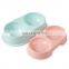 Macarons plastic double bowl large dog food water bowl