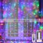300 LEDs Window Curtain Fairy Lights Copper Wire String Lights USB Remote Control 8 Modes Hanging Lights