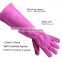 HANDLANDY Scratch resistance pink long cuff cowhide rose work gardening gloves Leather palm protection gloves