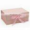 Custom cardboard rigid blush pink deep A5 magnetic gift fold box with chnageable ribbon