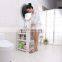 Multipurpose White Small 3Tier Pull Out Removable Storage Toilet Corner Organizer No Drill Bathroom Rack Plastic Shelf Wheeled