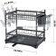 Dish Drying Rack, 2-Tier Dish Rack with Drainboard Cutlery Holder Cup Holder, Rustproof Dish Drainer for Kitchen Counter
