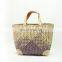 Leather Shoulder Seagrass Handbag Top handle bags 100% Nature Straw Woven Tote Bag Wholesale