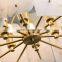 Luxury Living Room Copper Round Alabaster Marble LED Chandelier Light