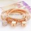 Fashion gold solid cube pendant chain bracelet charms jewelry design for girls