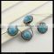 LFD-0086B Natural Blue Gemstone Loose Beads, Round Ball Shape Beads, with Crystal Rhinestone Paved Druzy Connector Jewelry