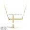 NSA-0927-CZ Silver Necklace 925 Sterling Necklace with CZ Stones Sideway Cross Necklace